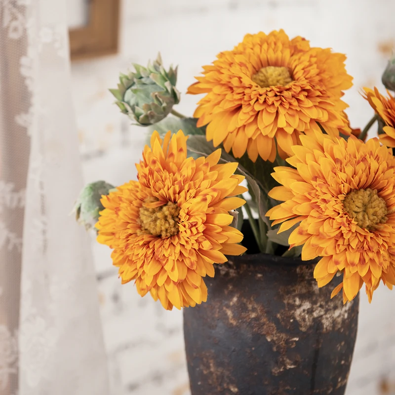 

LuanQI 1Pc Beautiful Sunflower Bouquet Silk Flower High Quality Artificial Flower Home Garden Party Wedding Decor DIY Supplies