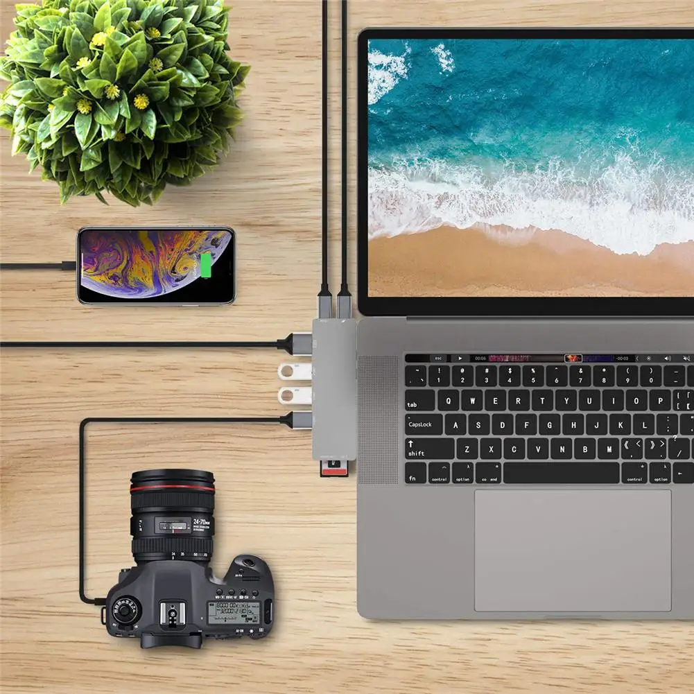 USB концентратор для Мульти USB 3,0 HDMI адаптер док-станция 8-в-1 для MacBook Air / MacBook Pro аксессуары