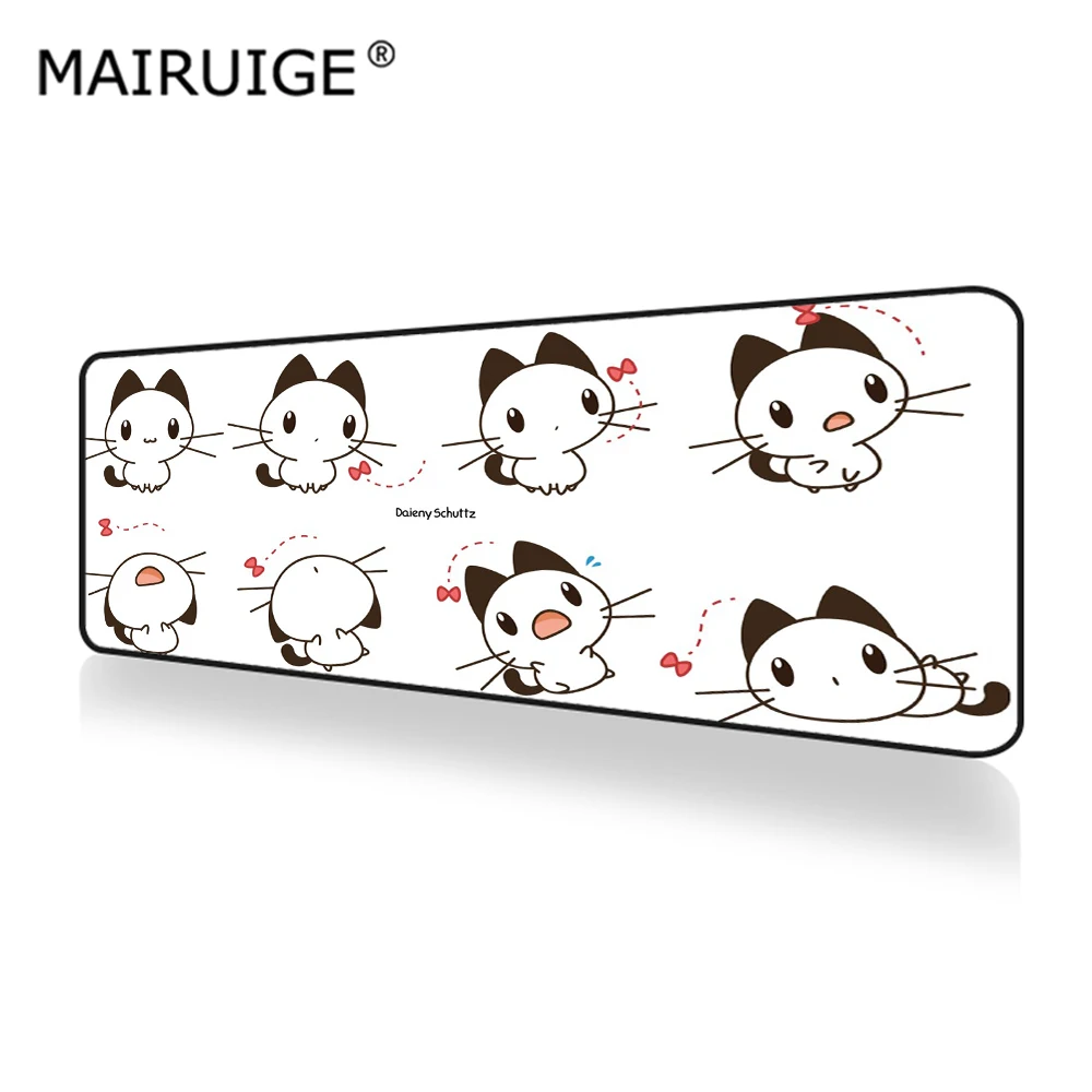 

Cartoons White Cat Cute Mouse Pad XL Gamer Desk Mat Computer PC Large Keyboard Pad Gaming MousePad 90x40cm for Laptop Table Pads