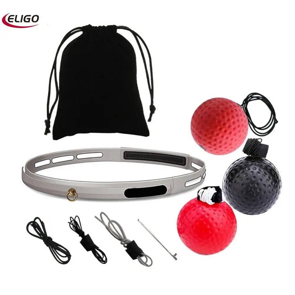 

Exercise punching practice fighting speed training combat reaction silicone headband black ball rubber spare rope threader