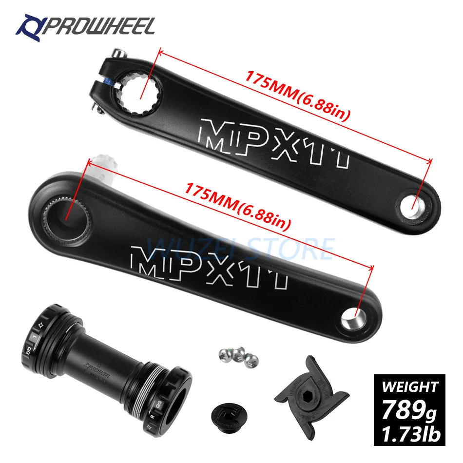 PROWHEEL MPX11 Кривошип горного велосипеда звездочки 8/9/10/11/12 Скорость 170/175 мм Совместимость SRAM mtb велосипедные рукоятки с плавками BB Части - Цвет: 175mm Black and BB
