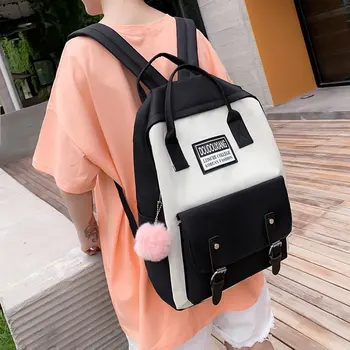 5 pcs sets canvas School Bags For Teenage Girls Women New Trend Female Backpack Nylon Women Backpack Child Student Shoulder Bag 4