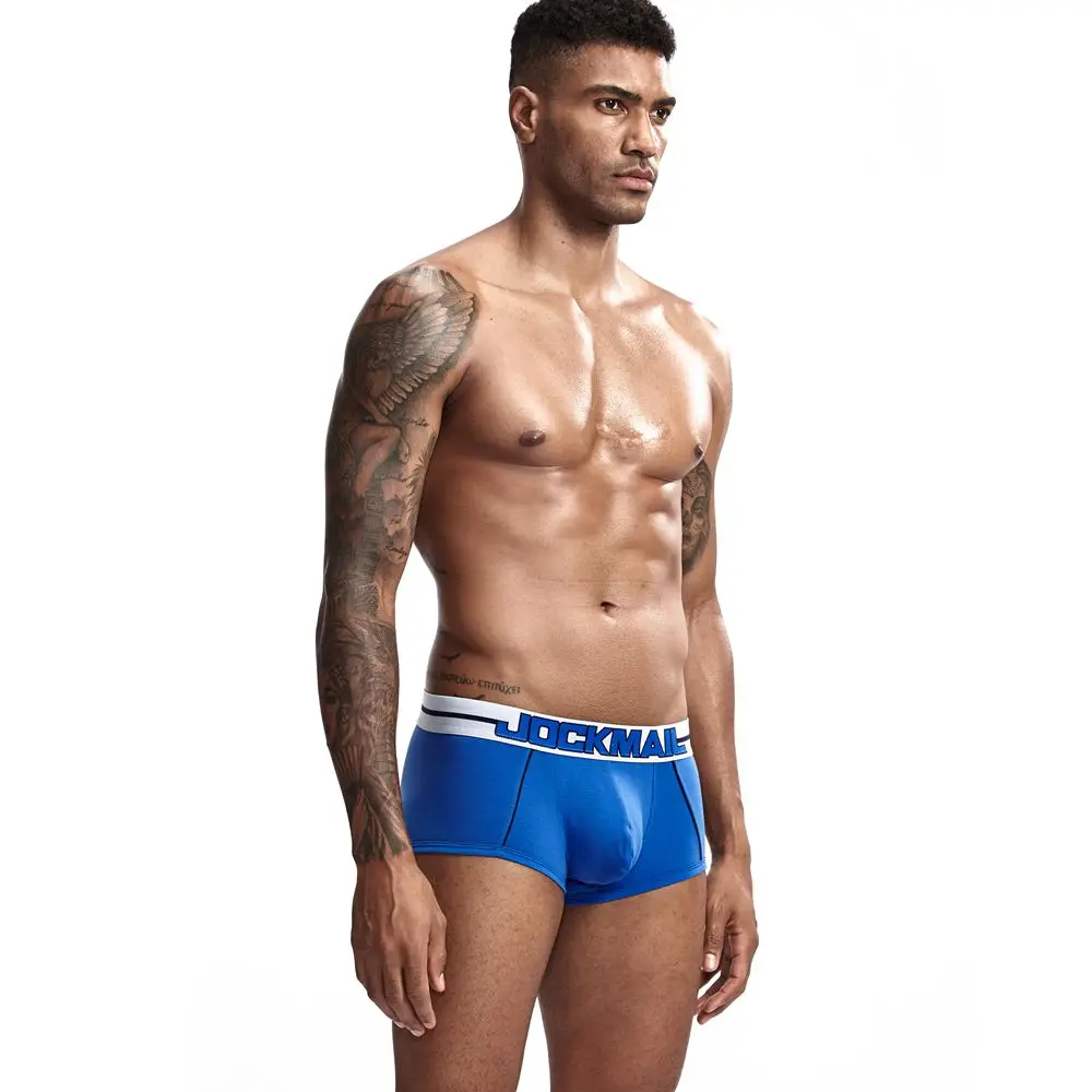 Бренд jockmail Нижнее белье Мужчины Боксеры Шорты однотонные белые Для мужчин сексуальные боксер самакуэка Модная хлопковая u-образной выпуклостью спереди, мужские забавные трусы