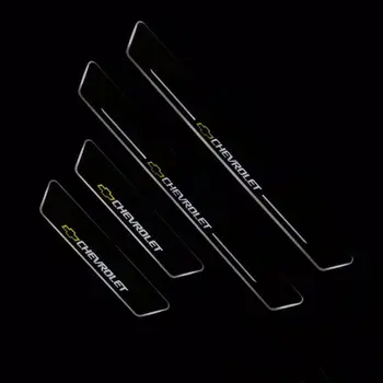

RQXR led stainless steel overlay acrylic door scuff for chevrolet cruze moving door sill plate lining decorative light,4pcs