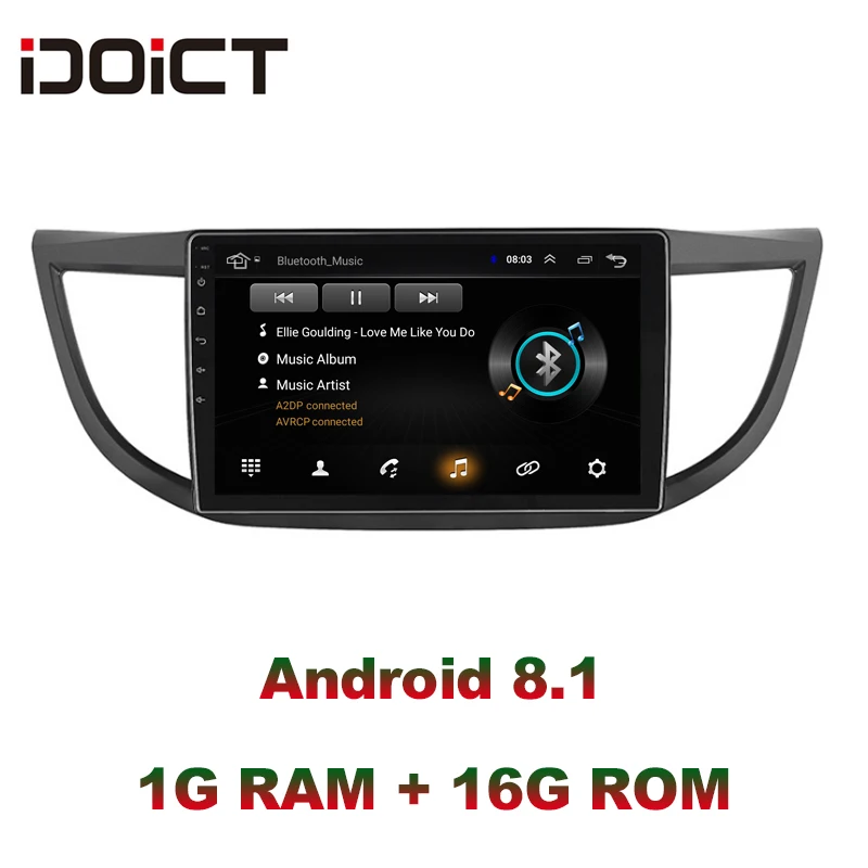 Автомобильный DVD плеер IDOICT Android 8 1 GPS навигация мультимедиа для Honda CRV Radio 2012 2013 2014 2015