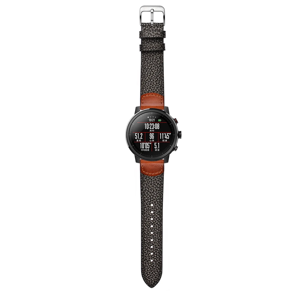 Для AMAZFIT 2 ремешка 22 мм Высокое качество Верхний слой коровья кожа камень шаблон сменные часы ремешок для AMAZFIT 1 браслет