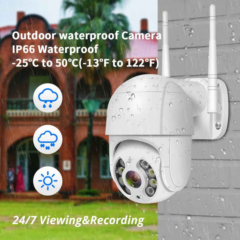 Hiseeu 3MP 5MP WIFI IP Camera Outdoor HD Full Color Night Vision PTZ Waterproof Security Speed Camera AI Human Detection ICSee