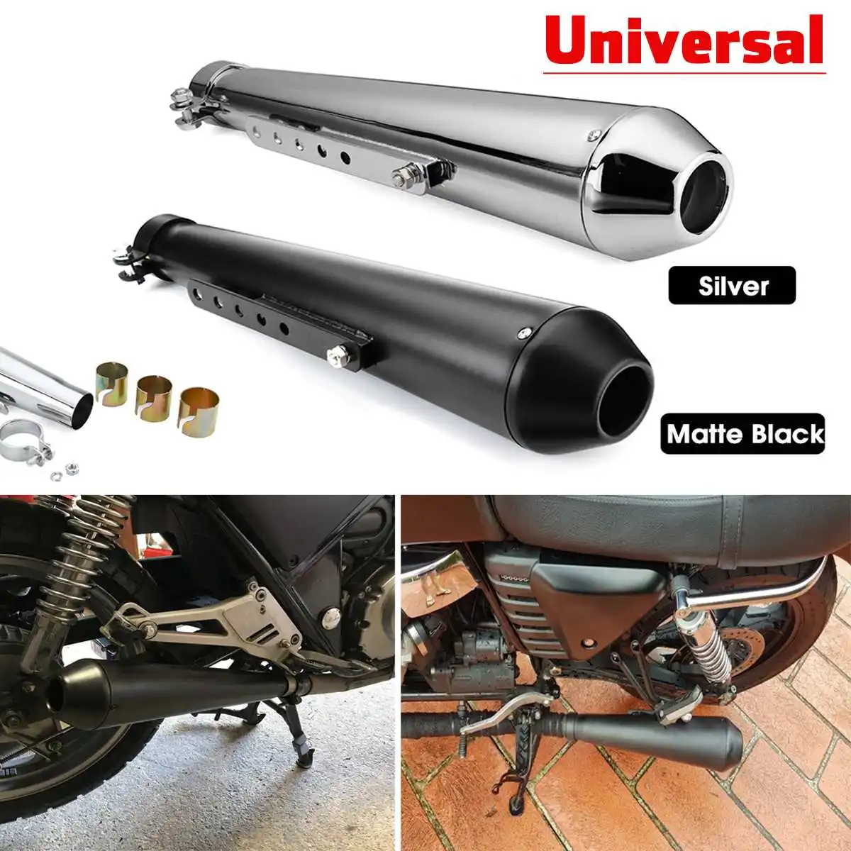 Универсальный выхлопной глушитель для мотоцикла Cafe Racer с скользящая скоба
