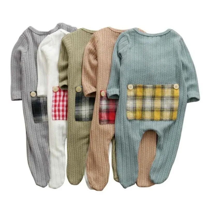 Одежда для малышей от 0 до 9 месяцев, детские трикотажные гольфы для маленьких мальчиков и девочек, хлопковая одежда для новорожденных комбинезон с длинными рукавами для малышей на осень и зиму