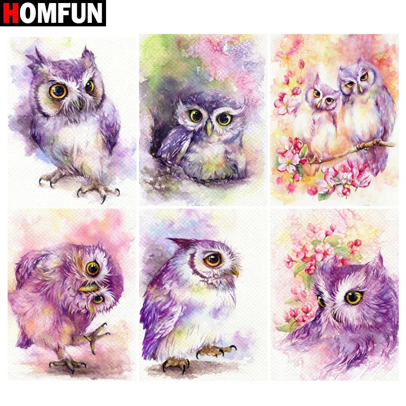 HOMFUN 5D Diy Алмазная картина, вышивка крестом, «цветная Сова», домашний декор, стразы, инкрустация, алмазная вышивка|Алмазная роспись, вышивка крестом| | АлиЭкспресс