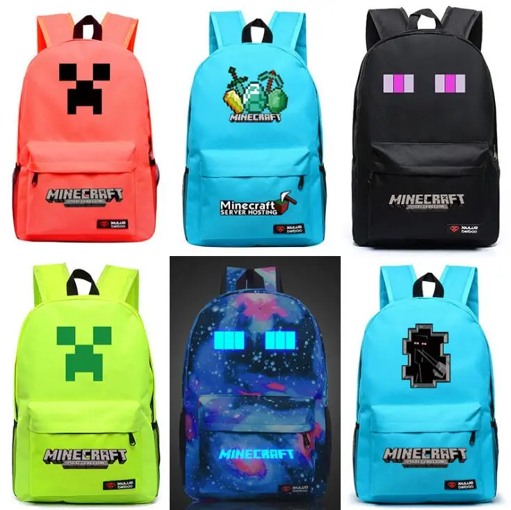 

Luminous Student School Bag Backpack For Boys girls Daypack Multifunction Minecraft School Bag Black Mochila Escolar