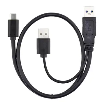 

Chenyang USB 3.0 Power Data Male & USB 2.0 Dual Power to USB-C Type-C Y Cable Cord for Lap top & Hard Disk 60cm Black