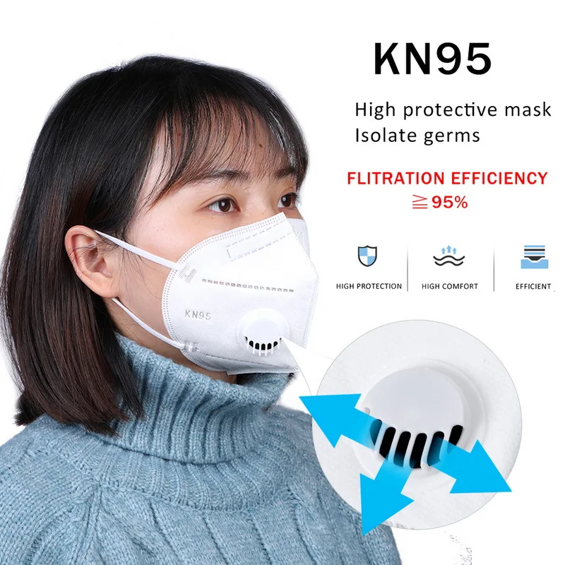 

In Stock! 10Pcs KN95 Folding Valved Dust Masks PM2.5 Anti Formaldehyde Bacteria Proof Face Mouth Mask Safe Breathable