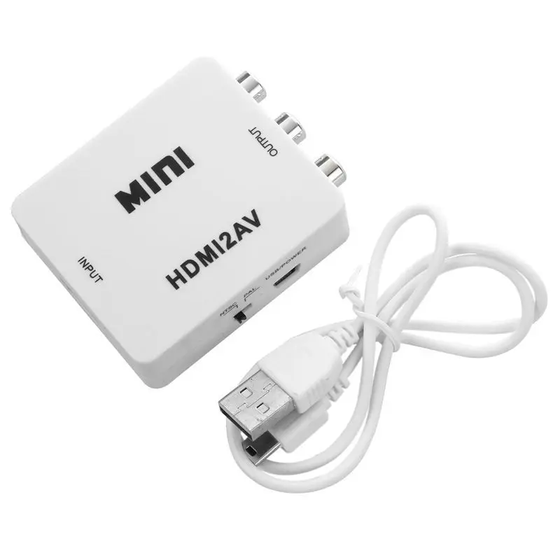 Мини HD видео HDMI AV CVBS NTSC/PAL сигнала ТВ конвертер, VHS видео рекордер, DVD-HDMI RCA белый