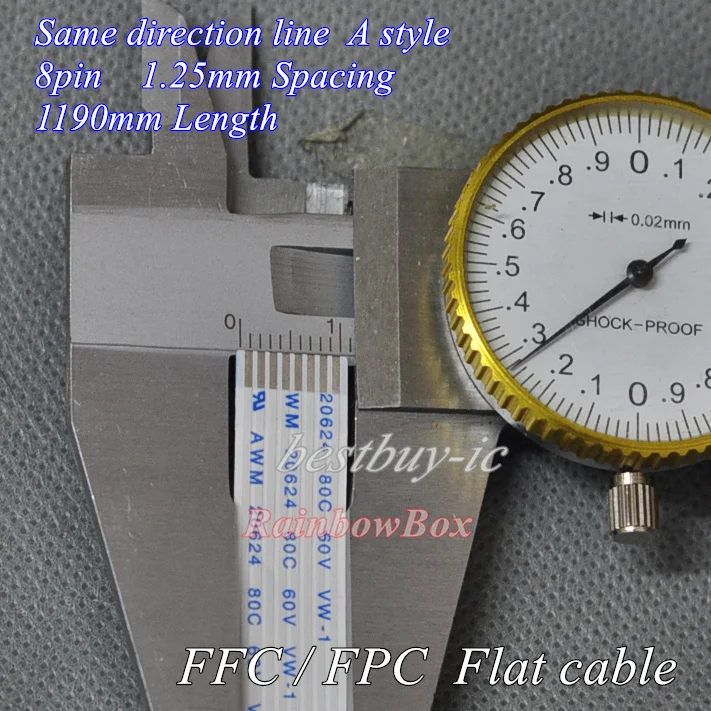 

1.25mm Spacing +1190mm Length +8PinA / same direction line Soft wire FFC Flexible Flat Cable.8P*1.25A*1190MM