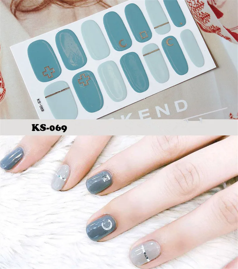 KS069 14 шт./компл. Цвета ногтей Стикеры s DIY Nail Art Наклейки плотная Стикеры s самостоятельно аппарат для крепления на гвоздях и Стикеры Обертывания украшения для Красота - Цвет: KS069