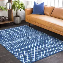 Rugs and Carpets for Home Living Room Blue Diamond Geometric Pattern Thickening Carpet Area Rug for Bedroom Polyester