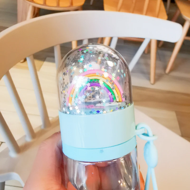 Water Bottle Sports Water Bottle Sports Bottle Plastic Water Bottle Plastic Cup Water bottle cute unicorn creative micro landscape interesting design rainbow color girl portable