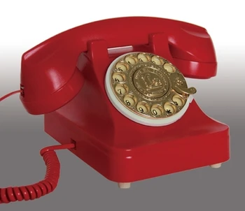 

Red fashion antique vintage Fixed telephone old fashioned rotary wired home phone