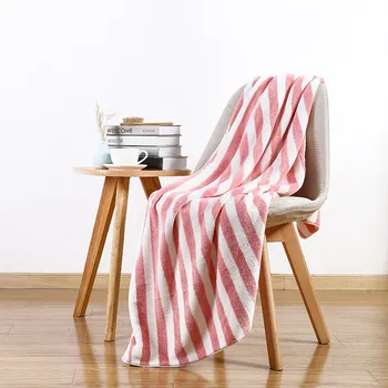 

3-Piece Striped Microfiber Thick Bath Towel Bathroom Hand Face Shower Towel Dry Hair Cap Bathroom Sauna Family Adult Child