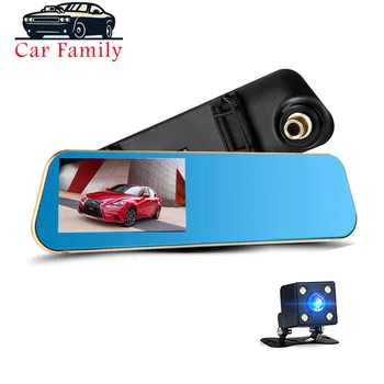 

Car Dvr Auto Registrator FHD 1080P Dashcam Rear View Mirror Dual Lens Front And Rear Camera With Monitor Digital Video Recorder