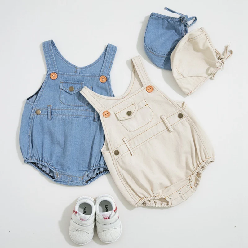 

Baby Clothing With Hat Denim Spring Summer Newborn Baby Jumpsuit For Boys Girls Baby Boy Clothes Overalls Baby Playsuit Casual34