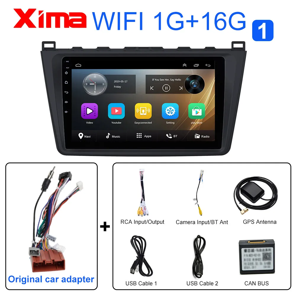 RAM 1G M6-1 2G+ 32G 2 din Android 9,0 Автомагнитола для Mazda 6 Rui wing 2008 2009 2010 2011 2012- Wifi радио аудио gps Мультимедиа Playe - Color: RAM 1G M6-1