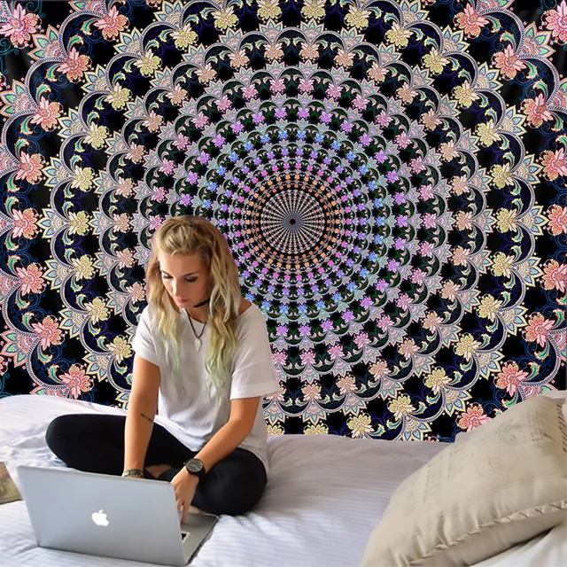 Floral Mandala Boho Decorative Tapestry
