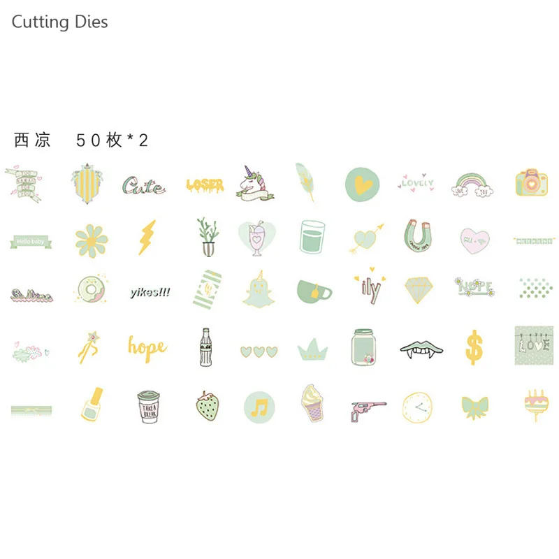 02 New 100Pcs/lot Vintage Cartoon Design Vellum Paper Stickers For Scrapbooking Happy Planner Card Making Journaling Project - Цвет: 02