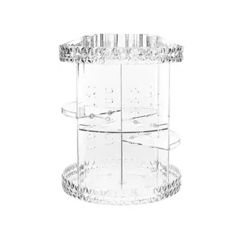 

18 Diamond Pattern Transparent Acrylic Rotating Dressing Frame 360 Degree Rotating Storage Box Dressing Table
