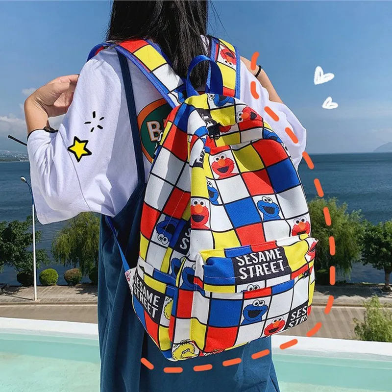 

Ins Japan And South Korea Student A Bag Personality Printing Both Shoulders Package More Function Waterproof Nylon Backpack