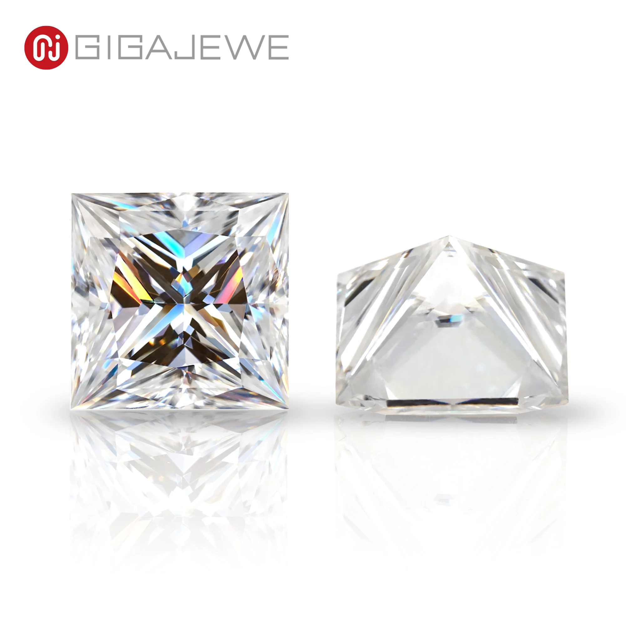 GIGAJEWE Moissanite White D Top Color 0.5-6.0ct Princess Automatic Cut Loose Diamond Test Passed Gemstone For DIY Jewelry Making