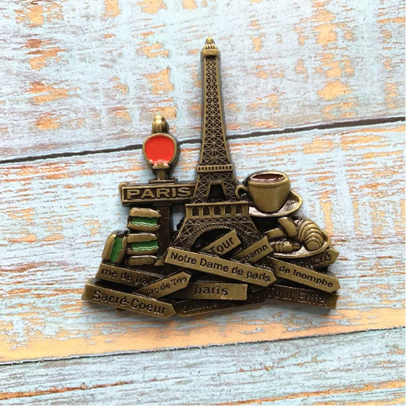 Магнит на холодильник сувенирное украшение Франция строительство США Нью-Йорк Металлическая магнитная наклейка на холодильник подарок на день рождения - Цвет: Eiffel Tower