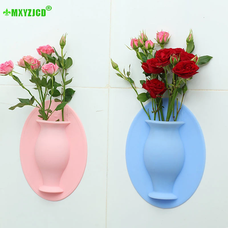 

Silicone Vase Refrigerator Glass Wall-mounted Flowerpot Craft Gift Office Background Wall Arrange Flowers Container Decor