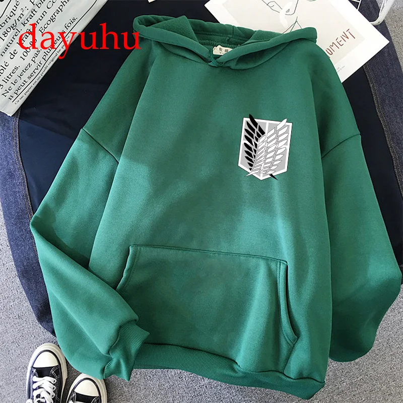 Shingeki-Sudadera con capucha para hombre y mujer, prenda deportiva masculina con estampado de Anime japonés No Kyojin, jersey con estampado de ataque Harajuku a Titan de los 90
