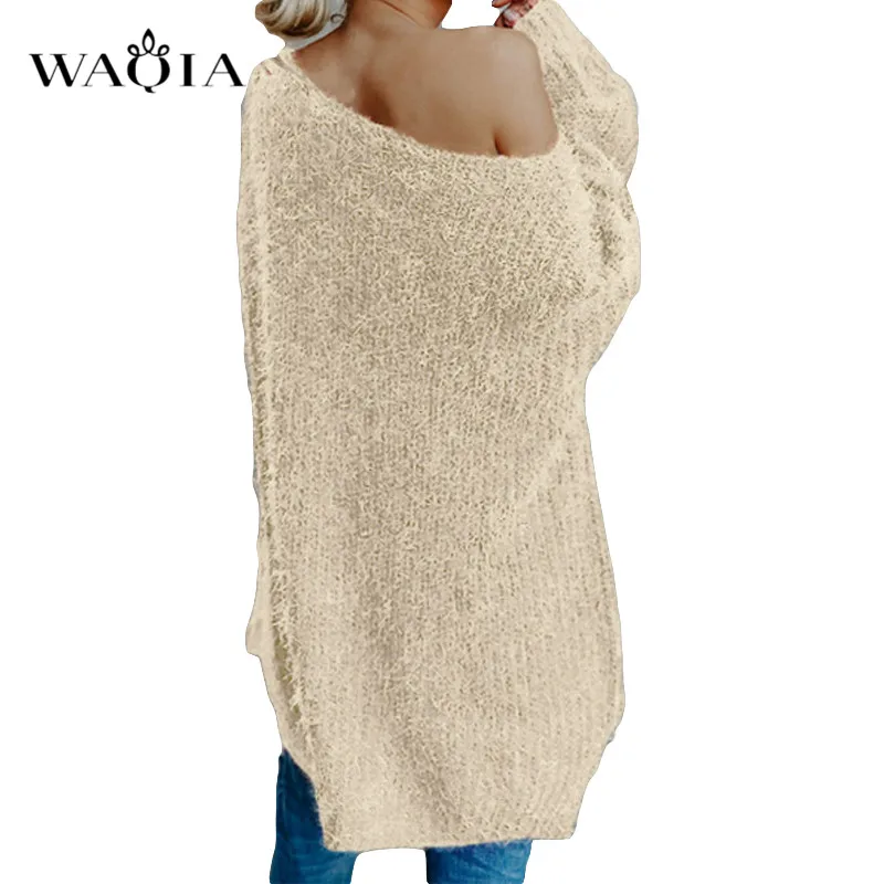 Womens off the shoulder knit pullover Autumn long sleeve Knitted Sweaters 2019 Winter Tops For Women Pullover Jumper Pull Femme