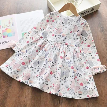 

2020 Girls Mesh Dress Autumn Princess Dresses Children Clothing Long Sleeve Spring Denim Dress for Girl Kids Dress 2 8 Years