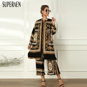 

SuperAen Europe Fashion Women Dress Printed Spring New 2020 Wild Casual Ladies Dress Lapel Pluz Size Women Clothing