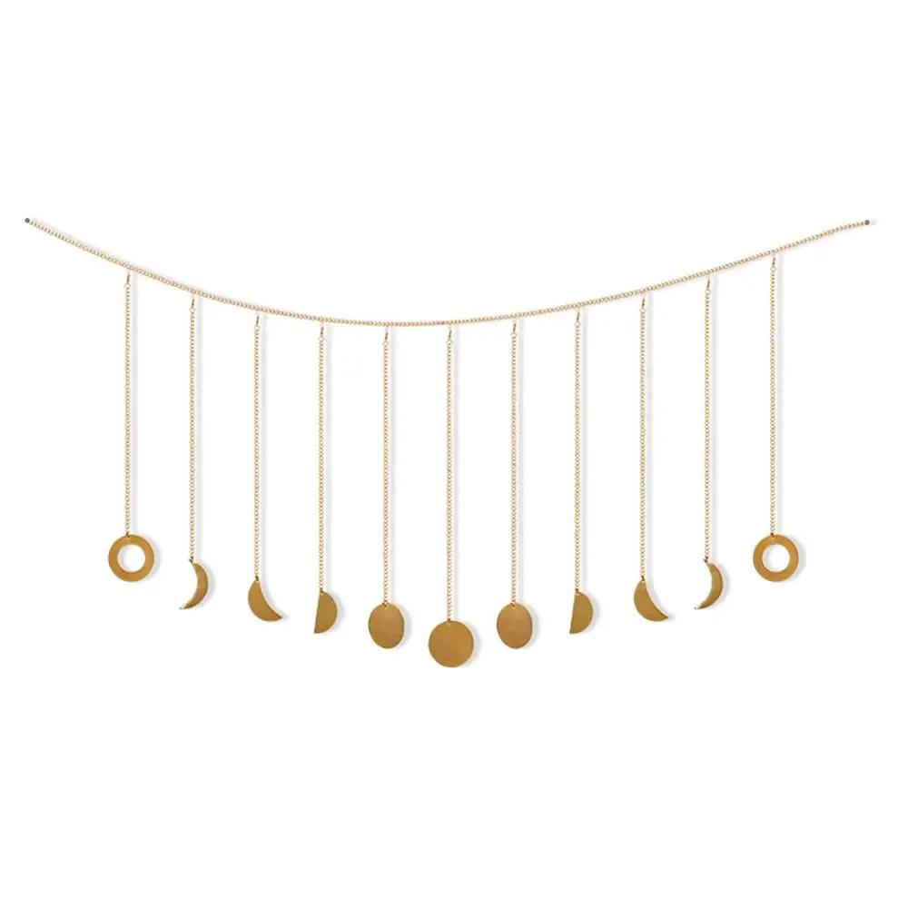 

Moon Phase Garland with Chains Boho Shining Wall Hanging Decor Kids Room Xmas