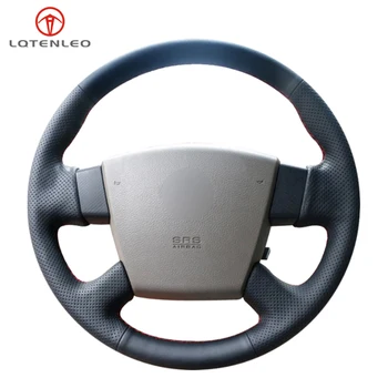 

LQTENLEO Black Artificial Leather Hand-stitched Car Steering Wheel Cover For Nissan Teana 2003-2008 Renault Samsung SM5