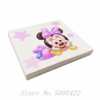 

20pcs Minnie Paper Napkins Disposable Birthday Printed Table Tissues Baby Shower Serviettes Hand Paper For For Home Store Party