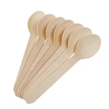 

100pcs Disposable Teaspoons Premium Wooden Spoons Sugar Desserts Wooden Holder Essential Pantry Spoons