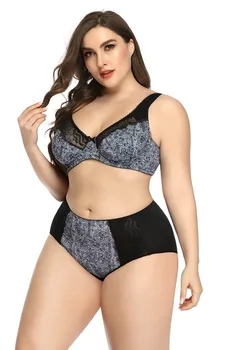 

European and American New Foreign Trade Printing Bra Set Large Lace Bra Women's Fat Mm Underwear Bra 38 40 42 44 46 48D Cup