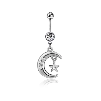 

Net belly button ring star Moon style crystal diamond