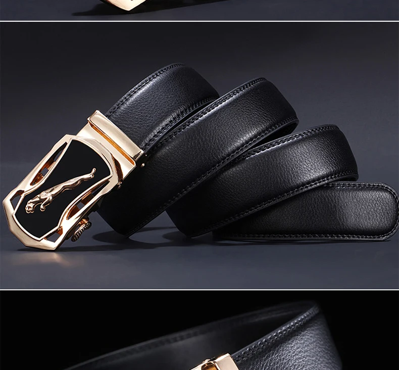 NO.ONEPAUL leather belt men's leather automatic buckle belt men's belt suit pants youth black belt free shipping Good quality fish belt