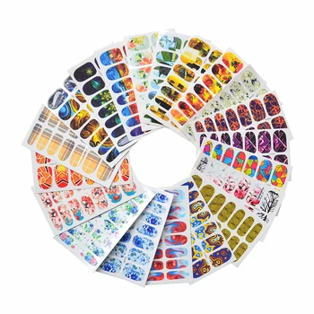 

20 Sheets Mixed Styles Full Wraps Stickers Nail Art Water Transfer Tips Decals Beauty Temporary Tattoos Strips