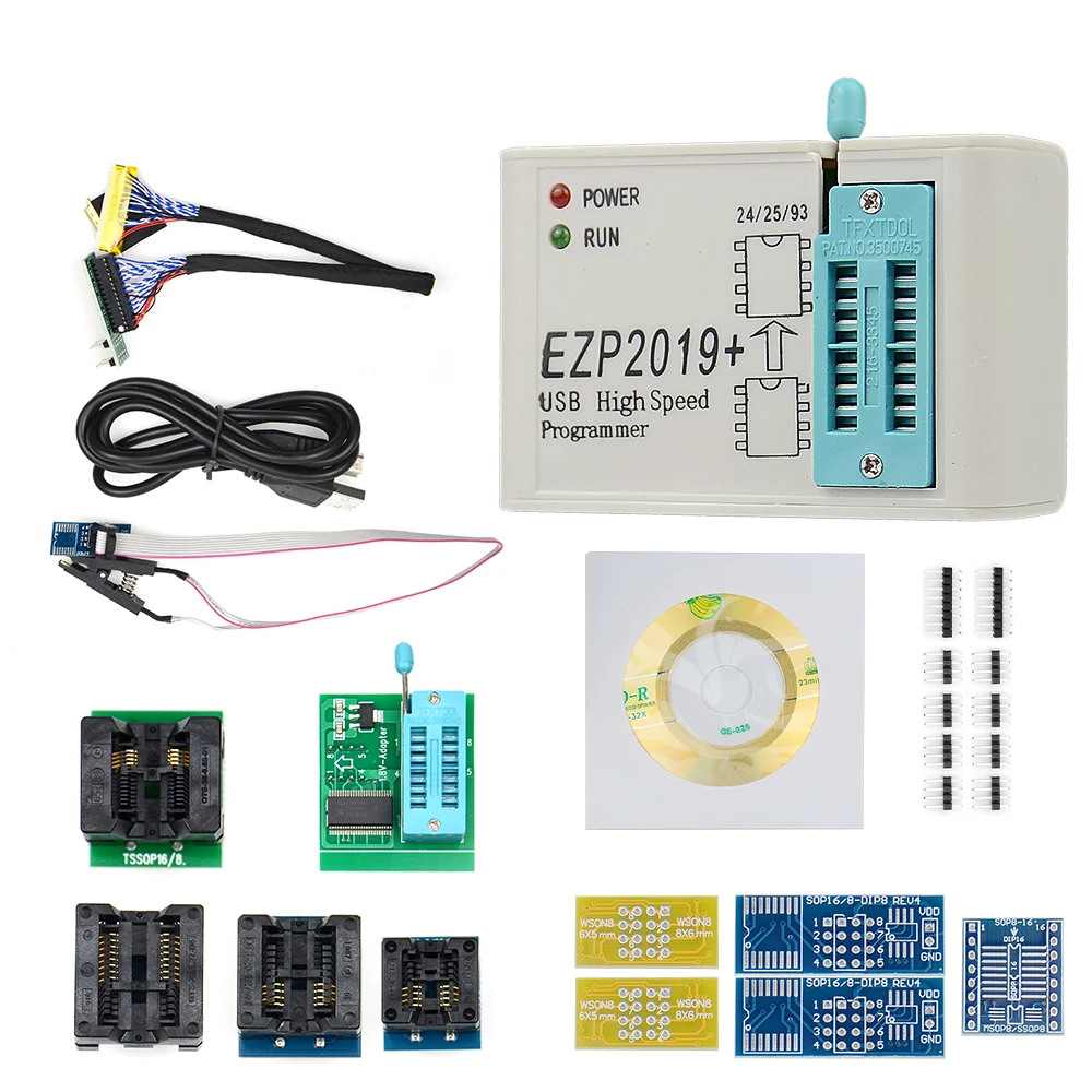 Новейшая версия EZP2019 высокоскоростной USB SPI программатор ezp с 12 поддержкой 24 25 93 EEPROM 25 флэш-чип биос+ 7 разъемов