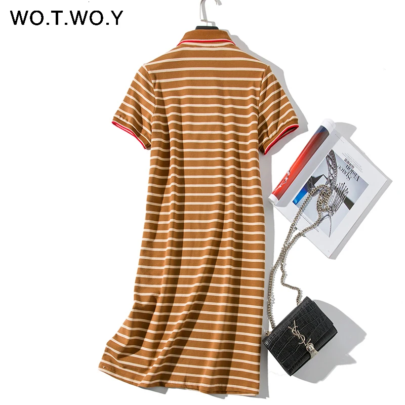 2019 Striped Cat Embroidery Dresses Women Summer Square Collar Casual Knee-Length Long Dress Woman Plus Size Blue Clothes