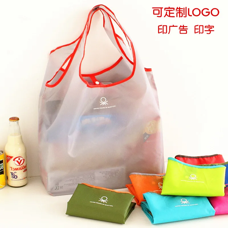 Candy-Colored Foldable Supermarket Shopping Bag Portable Environmentally Friendly Carry Bag Customizable Advertisement Can Be Pr