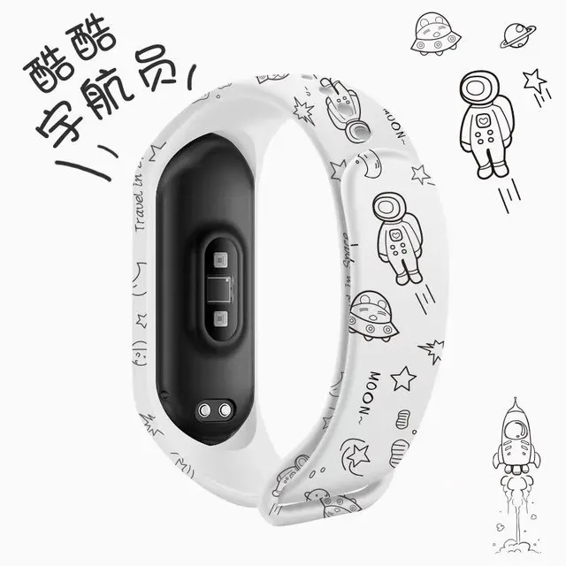 Graffiti style Strap For XiaoMi Mi Band 3 4 5 6 Silicone Wrist Strap For XiaoMi MiBand 6 sports strap for mi band 5 3 4 bracelet D58